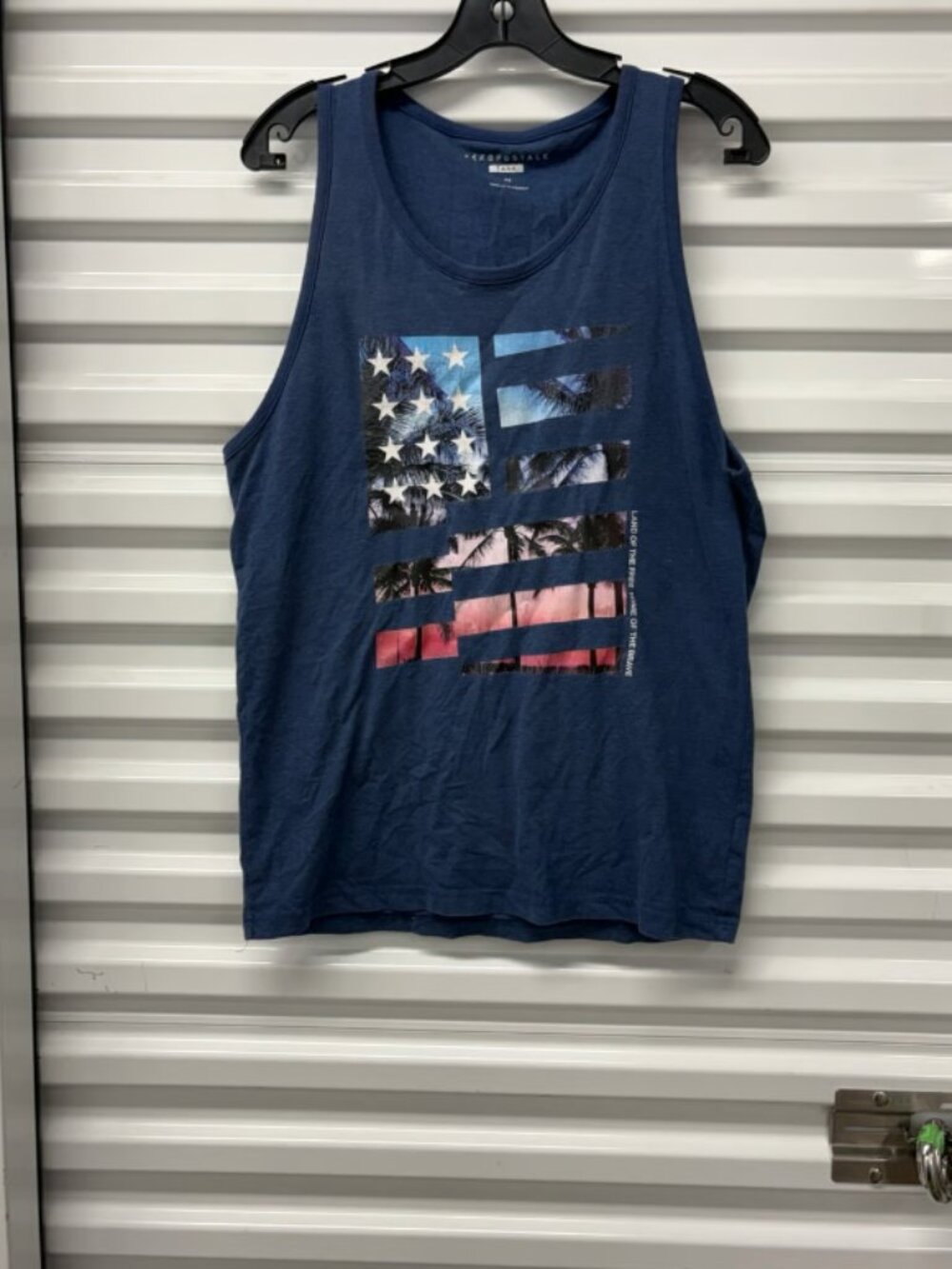 Aéropostale Men's Blue Crew Neck USA Flag Graphic Print Tank Top Sleeveless M